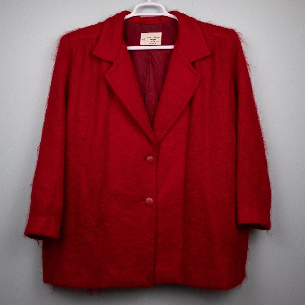 Dolores' Unique Designs red mohair blend custom blazer-2X